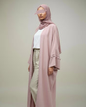 Load image into Gallery viewer, Minimalist Dusty Rose Linen Abaya | Button Sleeve Design (No Inner Dress)
