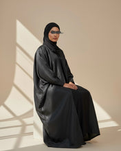 Load image into Gallery viewer, Eid Luxurious Three-Piece Set: Shimmery Butterfly Abaya with Slim Cuffs, Inner Dress &amp; Hijab
