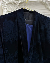Load image into Gallery viewer, Three-Piece Velvet Set: Floral Abaya, Royal Blue Inner Dress &amp; Hijab
