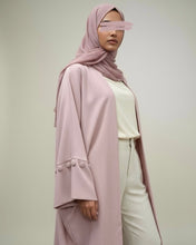 Load image into Gallery viewer, Minimalist Dusty Rose Linen Abaya | Button Sleeve Design (No Inner Dress)
