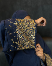 Load image into Gallery viewer, Eid Arabic Calligraphy Embroidered Abaya (Navy)
