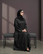 Load image into Gallery viewer, Structured Cloche Cut Eid Abaya – Taffeta Jacquard (Black Pattern)
