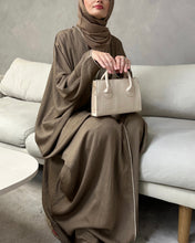 Load image into Gallery viewer, Two-Piece Set: Bahraini Linen Butterfly + Slip Dress (Tan Brown)
