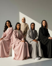 Load image into Gallery viewer, Minimalist Dusty Rose Linen Abaya | Button Sleeve Design (No Inner Dress)
