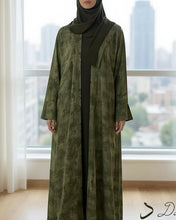 Load image into Gallery viewer, Indian Linen Patterned Abaya Set (Olive Serenity)
