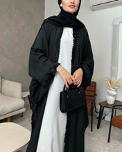 Load image into Gallery viewer, Two-Piece Set: Linen Fringed Kaftan + Slip Dress (Black)

