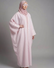 Load image into Gallery viewer, Patterned Linen Open Butterfly Abaya in Soft Candy Pink (No Inner Dress)
