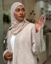 Load image into Gallery viewer, Three-Piece Summer Set: Cotton Jacquard Blend Abaya, Inner &amp; Hijab (Beige)
