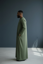 Load image into Gallery viewer, Emirati Cotton Thobe with Tassel (Olive Green)
