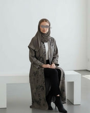 Load image into Gallery viewer, Flowery Patterned Abaya in Mushroom Taupe (No Inner Dress)
