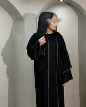 Load image into Gallery viewer, Eid Elegant Black Abaya with Bronze Piping
