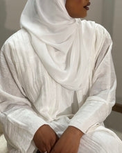 Load image into Gallery viewer, Three-Piece Summer Set: Cotton Jacquard Blend Abaya, Inner &amp; Hijab (White)
