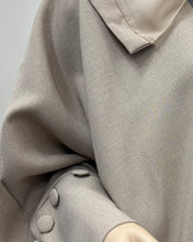 Load image into Gallery viewer, Minimalist Sandstone Beige Linen Abaya | Button Sleeve Design (No Inner Dress)
