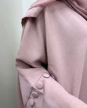 Load image into Gallery viewer, Minimalist Dusty Rose Linen Abaya | Button Sleeve Design (No Inner Dress)
