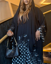 Load image into Gallery viewer, Polka Dot Abaya with Lace Detail (Black or White Pattern)
