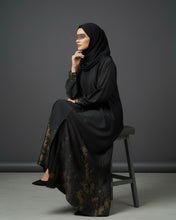 Load image into Gallery viewer, Eid Premium Gold Floral Patterned Abaya in Cloche-Cut
