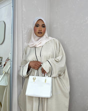 Load image into Gallery viewer, Beige Butterfly Abaya with Piping
