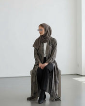 Load image into Gallery viewer, Flowery Patterned Abaya in Mushroom Taupe (No Inner Dress)
