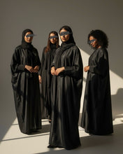 Load image into Gallery viewer, Eid Luxurious Three-Piece Set: Shimmery Butterfly Abaya with Slim Cuffs, Inner Dress &amp; Hijab
