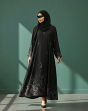 Load image into Gallery viewer, Eid Premium Silver Floral Patterned Abaya in Cloche-Cut
