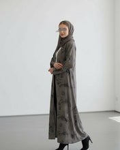 Load image into Gallery viewer, Flowery Patterned Abaya in Mushroom Taupe (No Inner Dress)
