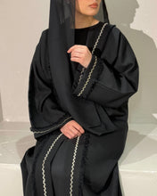 Load image into Gallery viewer, Linen Blend Frayed Open Abaya (No Inner Dress)
