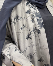 Load image into Gallery viewer, Ramadan Three-Piece Cloche Abaya Set: Two-Tone Abaya, Inner Dress &amp; Hijab (Dove Grey / Denim)
