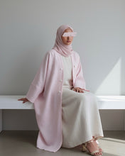 Load image into Gallery viewer, Patterned Linen Open Butterfly Abaya in Soft Candy Pink (No Inner Dress)
