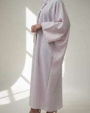 Load image into Gallery viewer, Patterned Linen Open Butterfly Abaya in Soft Candy Pink (No Inner Dress)
