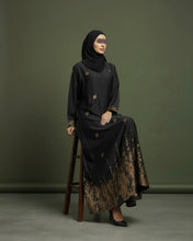 Load image into Gallery viewer, Eid Statement Gold Floral Patterned Abaya in Cloche-Cut
