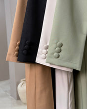 Load image into Gallery viewer, Three-Piece Blazer Set: Collared Abaya, Inner Dress &amp; Hijab (Black)
