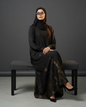 Load image into Gallery viewer, Eid Premium Gold Floral Patterned Abaya in Cloche-Cut
