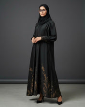 Load image into Gallery viewer, Eid Premium Gold Floral Patterned Abaya in Cloche-Cut
