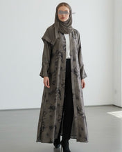 Load image into Gallery viewer, Flowery Patterned Abaya in Mushroom Taupe (No Inner Dress)
