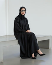 Load image into Gallery viewer, Eid Luxurious Three-Piece Set: Shimmery Butterfly Abaya with Slim Cuffs, Inner Dress &amp; Hijab
