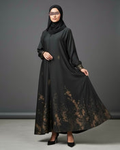 Load image into Gallery viewer, Eid Premium Gold Floral Patterned Abaya in Cloche-Cut
