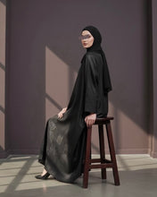 Load image into Gallery viewer, Structured Cloche Cut Eid Abaya – Taffeta Jacquard (Black Pattern)
