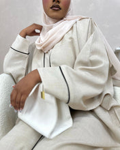 Load image into Gallery viewer, Beige Butterfly Abaya with Piping
