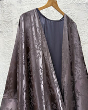 Load image into Gallery viewer, Eid Three-Piece Silk Jacquard Set: Cherry Tree Patterned Abaya, Inner Dress &amp; Hijab (Mauve)
