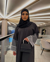 Load image into Gallery viewer, Kuffiyeh Embroidered Abaya (Charcoal Black)
