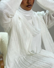 Load image into Gallery viewer, Three-Piece Summer Set: Cotton Jacquard Blend Abaya, Inner &amp; Hijab (White)
