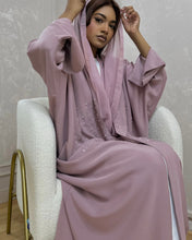 Load image into Gallery viewer, Three-Piece Luxurious Set: Handmade Beaded Butterfly Abaya (Blush Pink)
