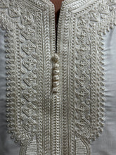 Load image into Gallery viewer, Male model showcasing off white Moroccan thobe for formal occasions
