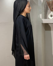 Load image into Gallery viewer, Model showcasing stylish lace abaya ideal for Eid and formal events
