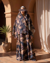 Load image into Gallery viewer, Soft Satin Flowery Patterned Abaya in Cloche Cut (Mauve)
