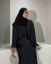 Load image into Gallery viewer, Black butterfly abaya featuring zigzag pattern on sleeves


