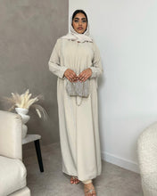 Load image into Gallery viewer, Elegant Abaya with Beads and 3D Layered Appliqué (Cream)
