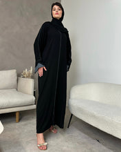 Load image into Gallery viewer, Beautiful Black Abaya with Grey Piping

