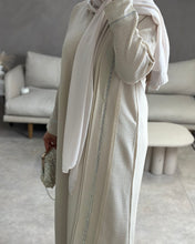 Load image into Gallery viewer, Elegant Abaya with Beads and 3D Layered Appliqué (Cream)
