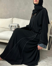 Load image into Gallery viewer, Beautiful Black Abaya with Grey Piping
